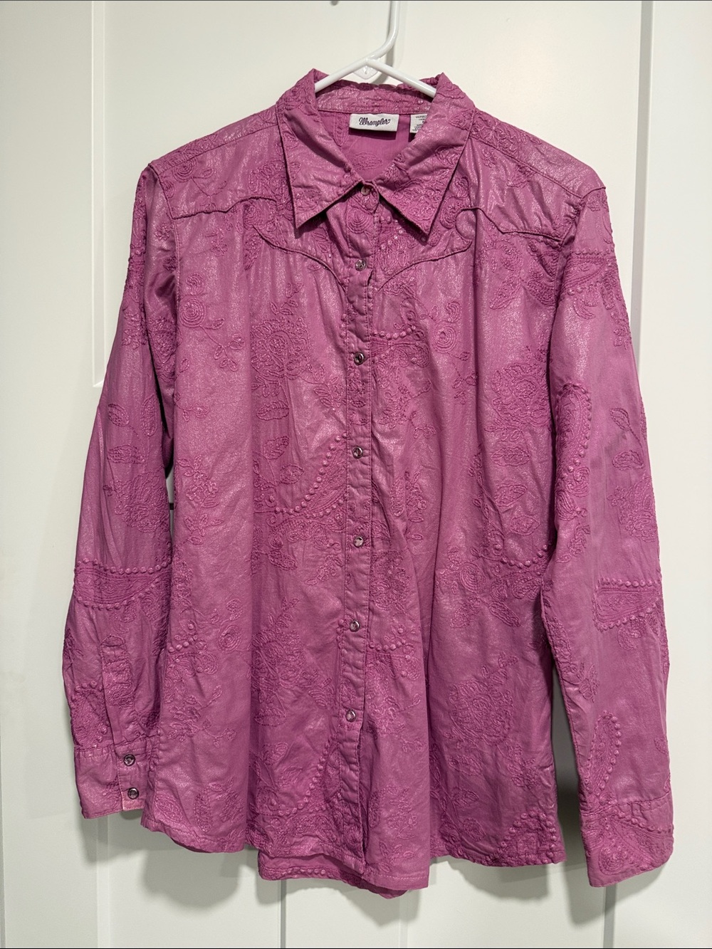 Wrangler Purple Embroidered Western Button-Down Shirt